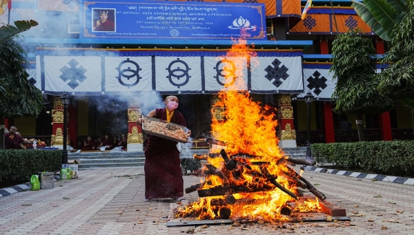 The Nuns Offer Special Fire Puja